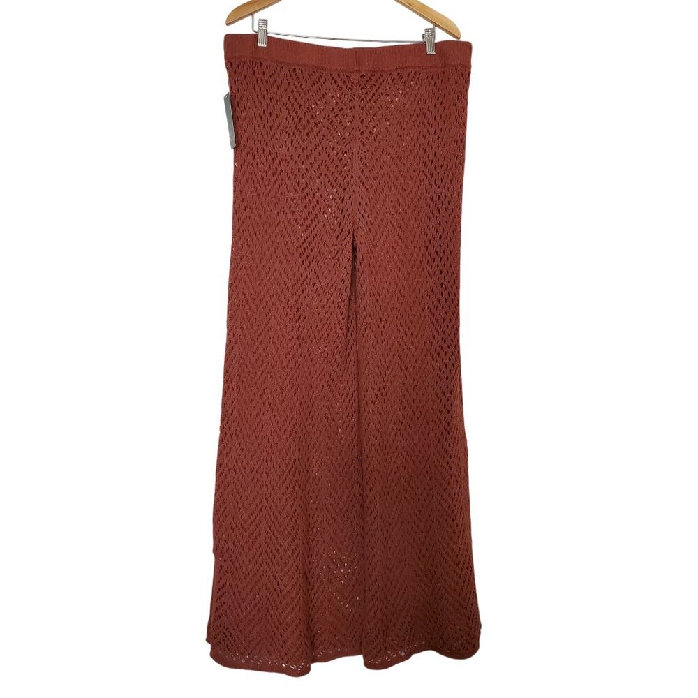 Sparkly Dark Brown Open Knit Wide Leg Pants With Elastic Waist Xxl - Picture 3 of 6